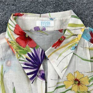 ESCADA Sport Floral Watercolor Button Front Blouse Top Short Sleeve Women’s M